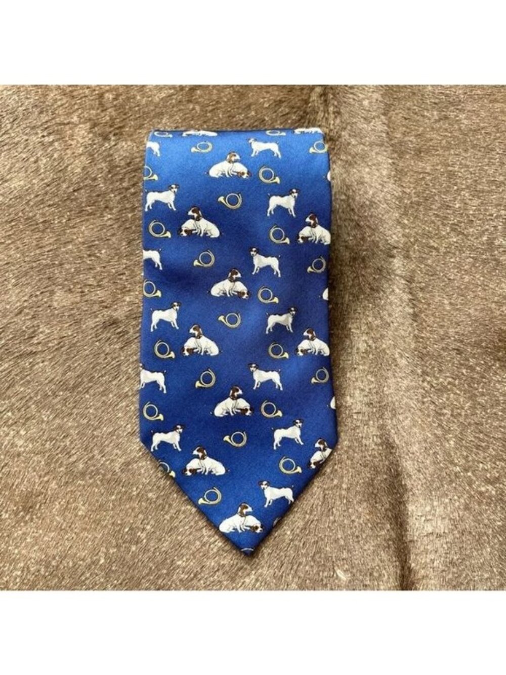 Dormeuil Beagle Hunting Fox Horn Silk Tie